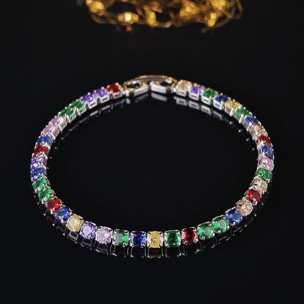 Bracciale Tennis Hip-Hop Zirconi Multicolore - Senza Sbiadire, Design Full Diamond