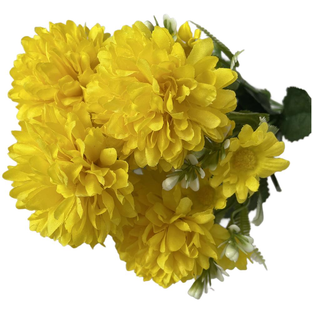 Plastic Artificial Chrysanthemum Bouquet with 7 Branches 4 Large 3 Small Blooms for Year Round Home Decor Display