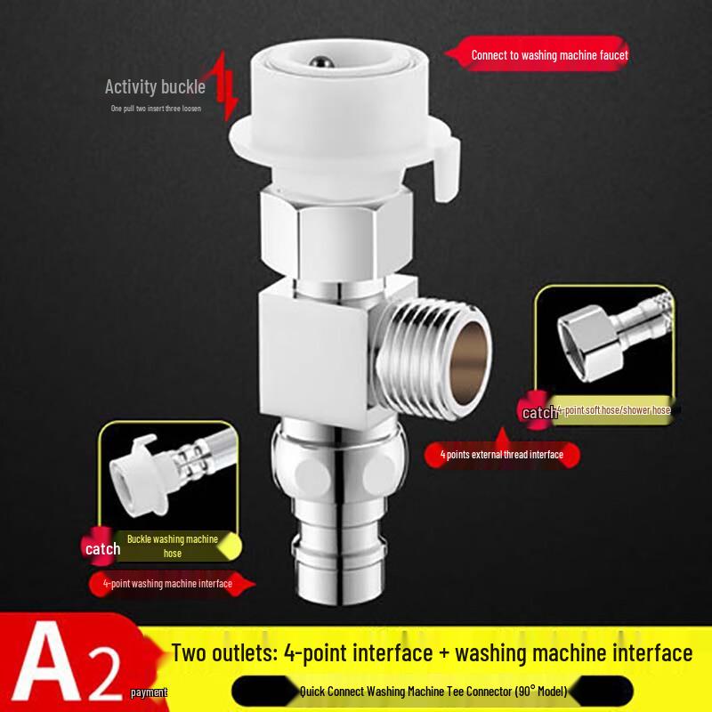 LANGZHIWEN 90-Degree 3-Way Washing Machine Faucet Adapter