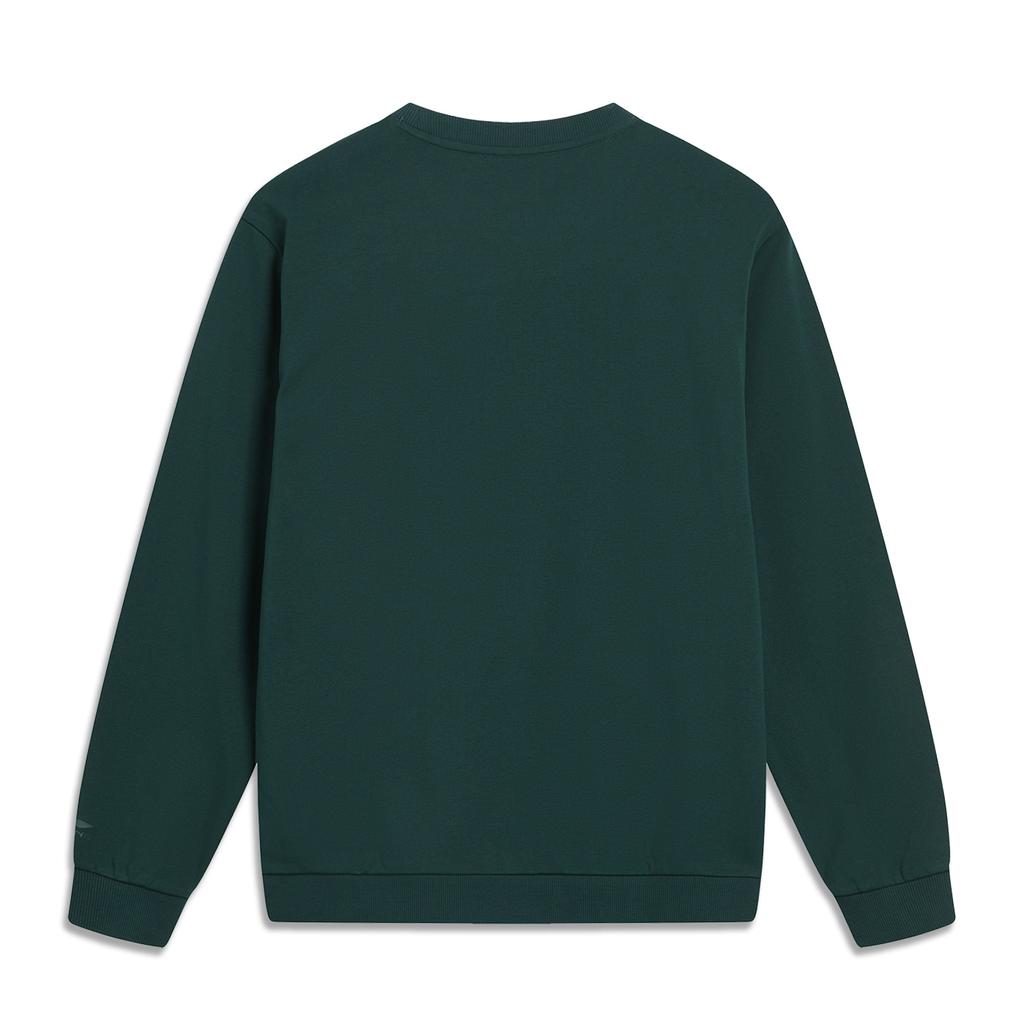 Li Ning Sports Lifestyle Series Round Neck Loose Versatile Comfortable Letter Casual Sweatshirt Unisex Sweatshirt Forest-Green AWDVF77-1