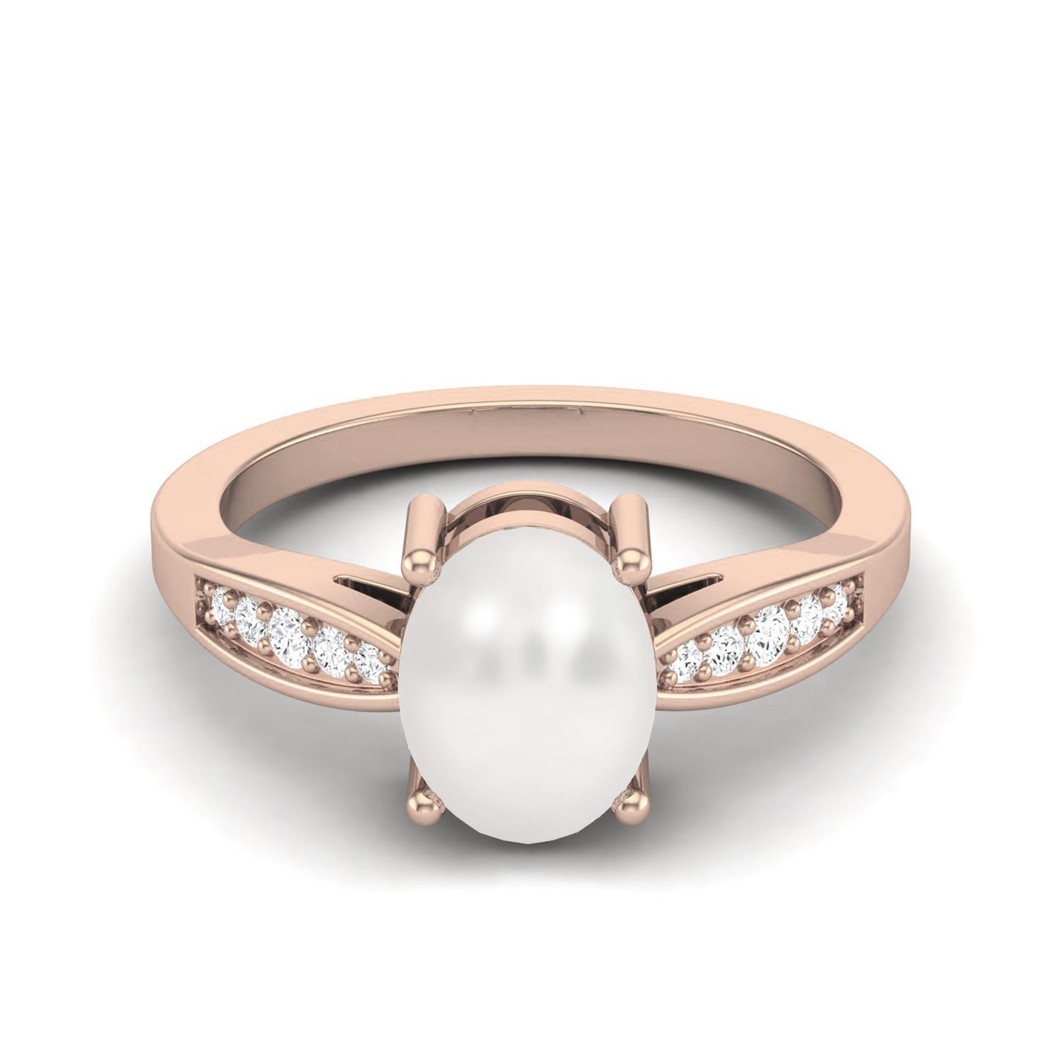 

8 X 6 MM Oval Pearl 925 Sterling Silver Rose Vermeil Solitaire Anniversary Wedding Women Ring 11 Яскраво-рожевий