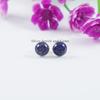 Lapis Lazuli Stud Earring, 925 Sterling Silver Earring, Tiny Round Stud Earring, Birthday Earring, Handmade Jewelry, Minimalist Earring