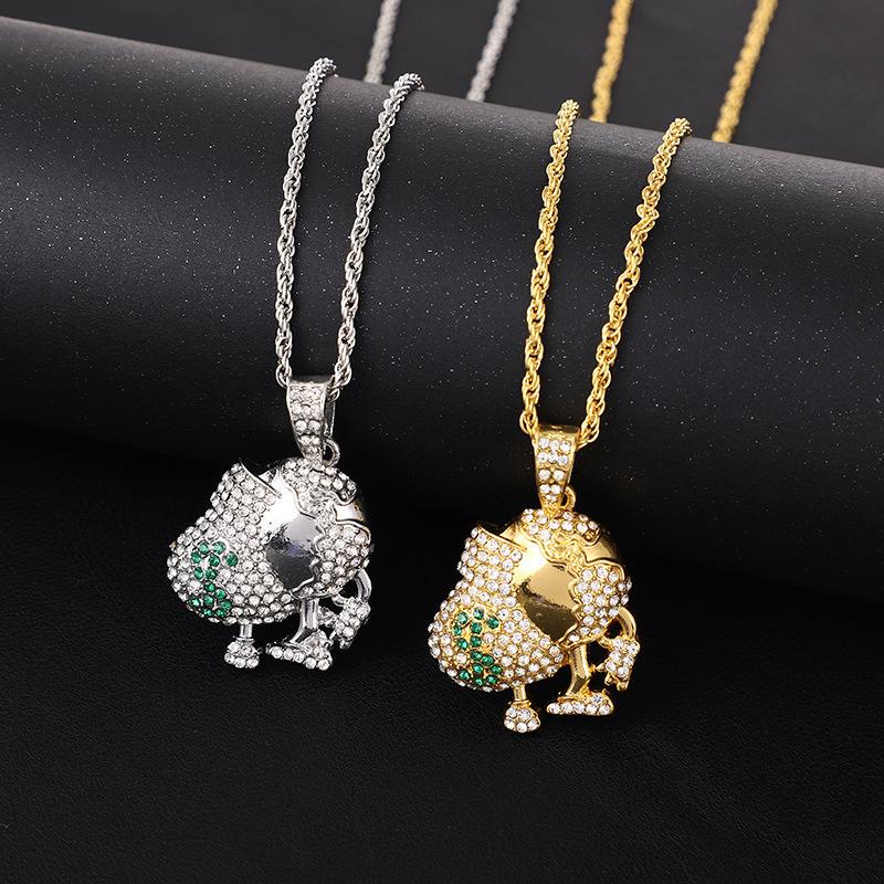 European and American New Fashionable Cartoon Character Money Bag Pendant Creative Trendy Artificial Zircon Necklace