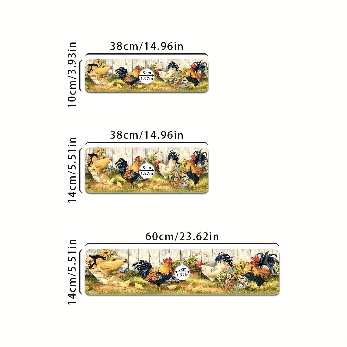 

Chinese Pastoral Style Rooster Faucet Mat Sink Splash Pad Kitchen Absorbent Mat Table Mat Bathroom Sink Waterproof Mat 10X38CM&Strip