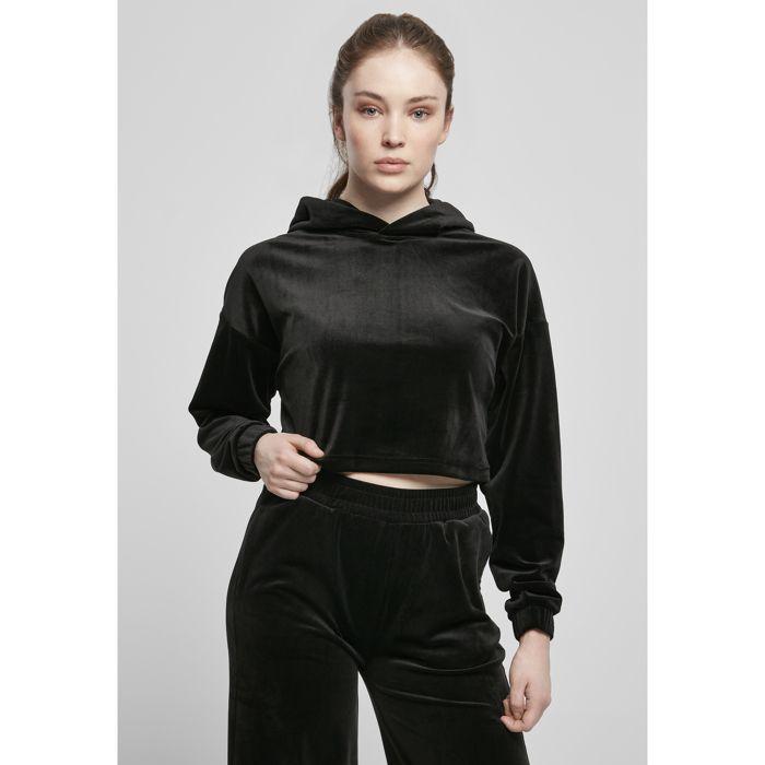 Sweatshirt À Capuche Femme Urban Classics Cropped Velvet Oversized