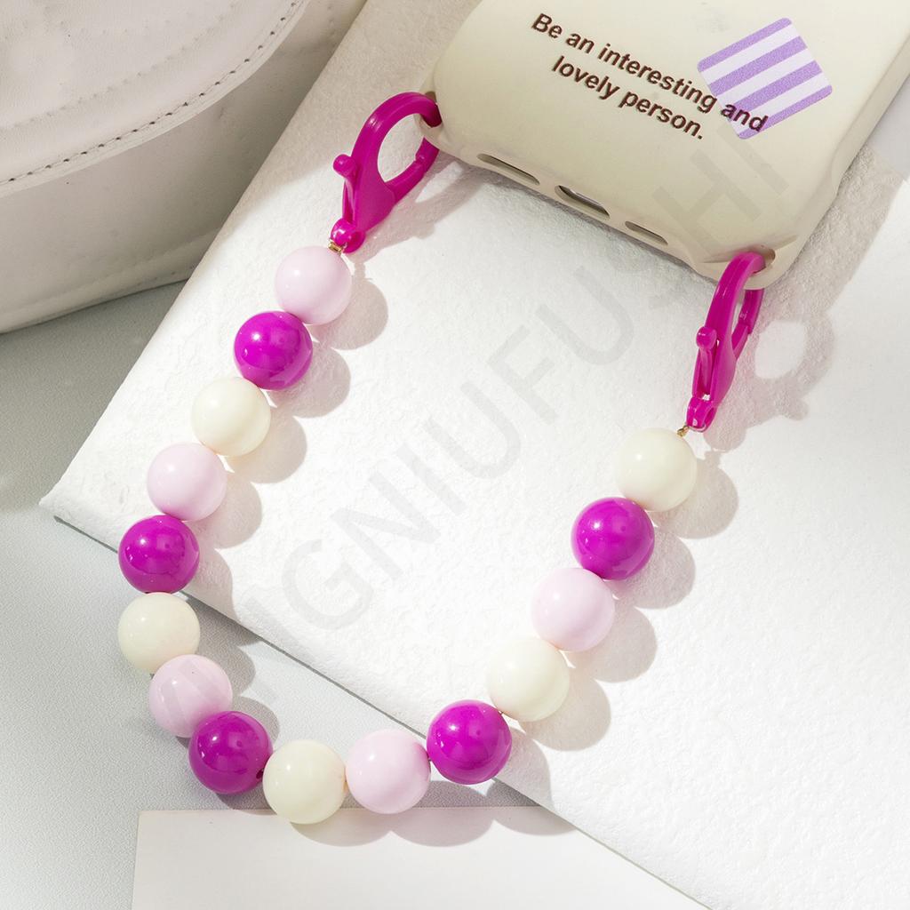 Acrylic candy color mobile phone chain DIY mobile phone case jewelry accessories handmade beaded anti-lost chain