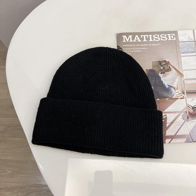 Zawiera 7% wełny lekki kaszmirowy dzianinowy karbowany pulowerowy kapelusz prosty potrójnie składany luźny zimowy ciepły kapelusz na zimno