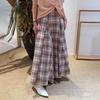 Високоякісна жіноча ретро-спідниця в клітинку рожево-кавового кольору з силуетом "риб'ячий хвіст" від Nanyou - Колекція Весна/Літо з чистої бавовни