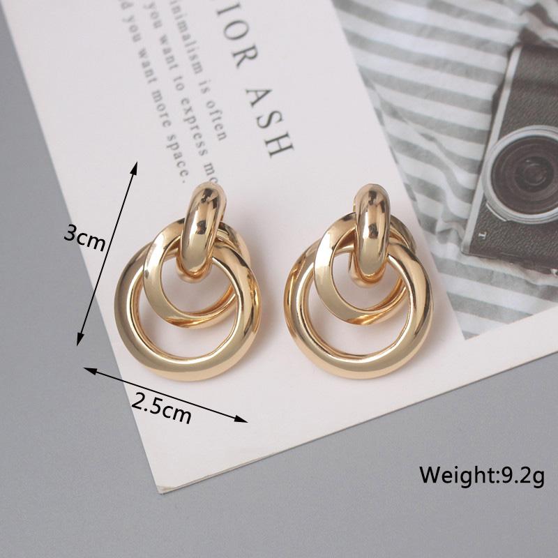 New Fashion Twist Dangle Earrings for Women Exaggerated Gold Color Metal Wrap Earrings European Ear Zircon oorbellen