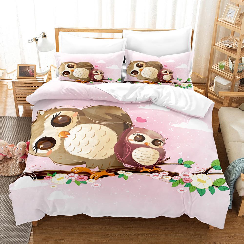 Cartoon Cute Animal Zoo Cute Version Export Picture Can Be Ordered Clear Digital Printing Three-Piece Quilt Cover