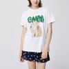 Ganni Rabbit Pattern Round Neck T-Shirt Women tops White T2778151