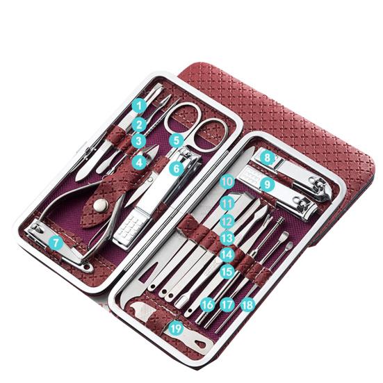 19Pcs/Set Metal Nail Toe Clippers Manicure Trimmer Face Hand Care Pedicure Tools