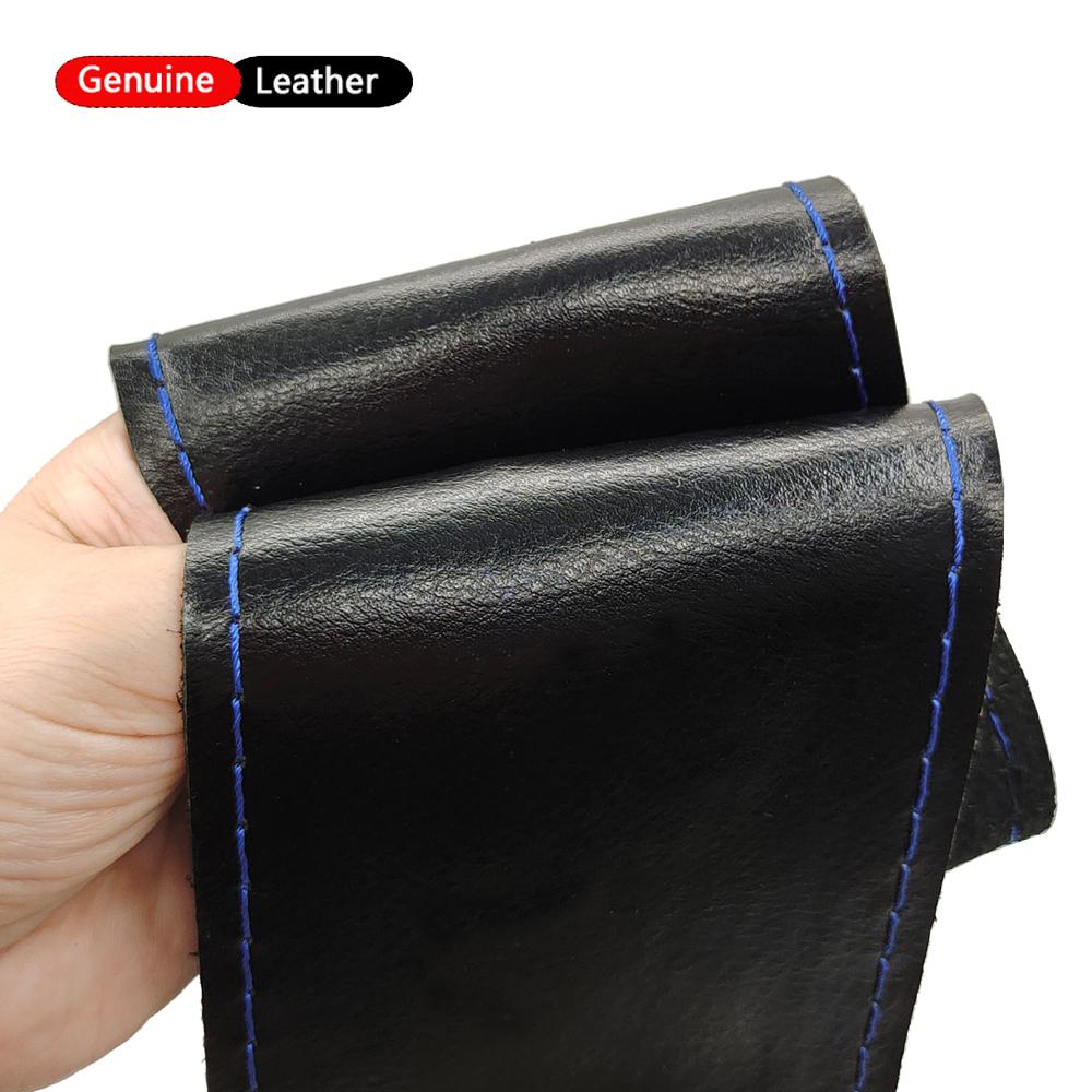 Luxury Genuine Leather Car Steering Wheel Cover Smooth Design -Steering Wheel Braid Case Universal Fit Auto SUV Diameter 38cm