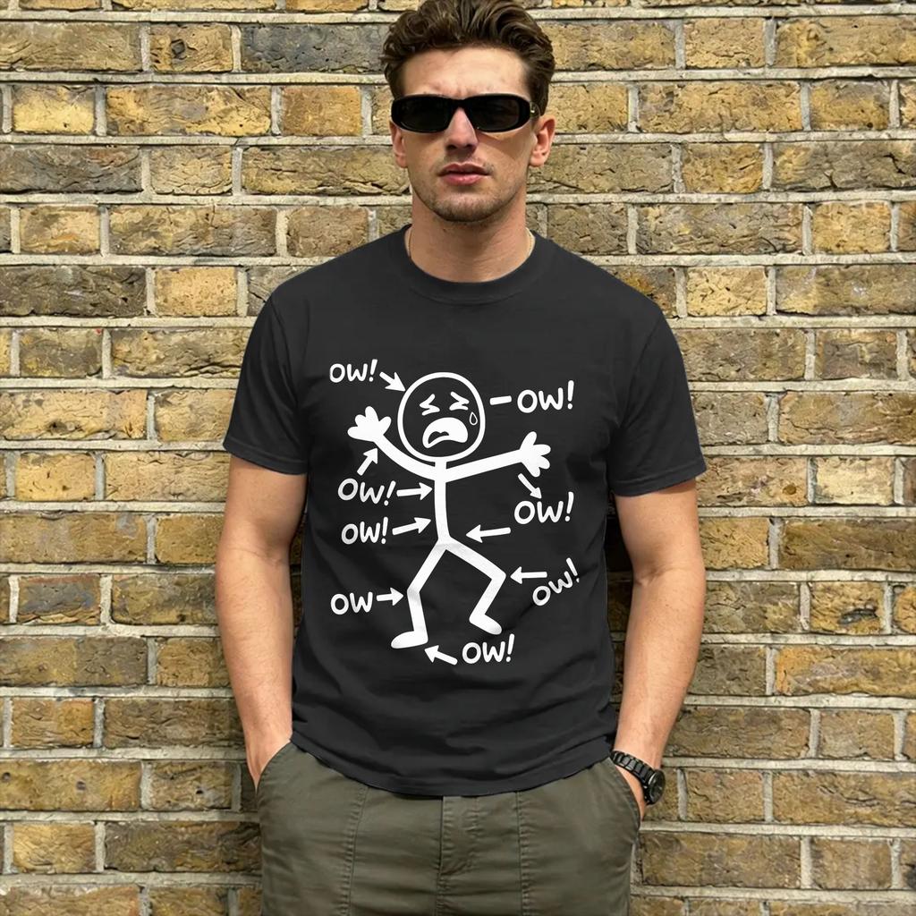 Funny Meme Ow Ow Ow T Shirts Unisex Cotton Crazy TShirts O Neck Tees Short Sleeve Tops Party