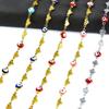 6MM Stainless Steel Necklace for Women Gold Chain Embosssed Heart Turkish Evil Eye Chain Bead Charms Metal Jewelry Choker