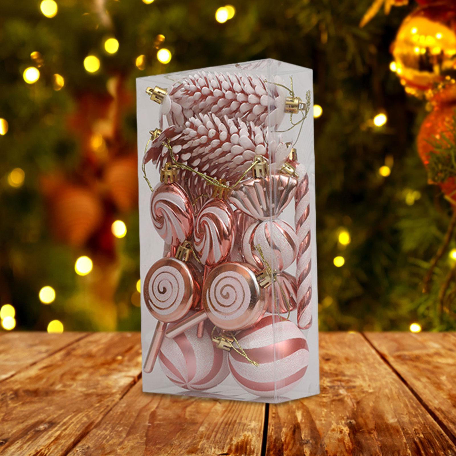 

15 Christmas Hanging Ornaments, Decorative Cane Ornaments for Garden, Festivals Pink Gold