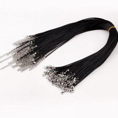 Home Party Supplies DIY Halskette Schwarz Unisex Großhandel Wachsschnur Gewebter Karabinerverschluss PU Leder Zubehör Kordel Seil Anhänger