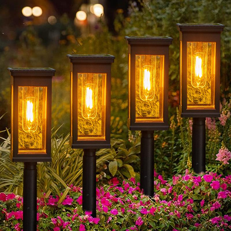 Automatic Solar Garden Lights: Cross-border Outdoor Landscape Lighting with Tungsten Filament for Lawn and Ground Insertion.