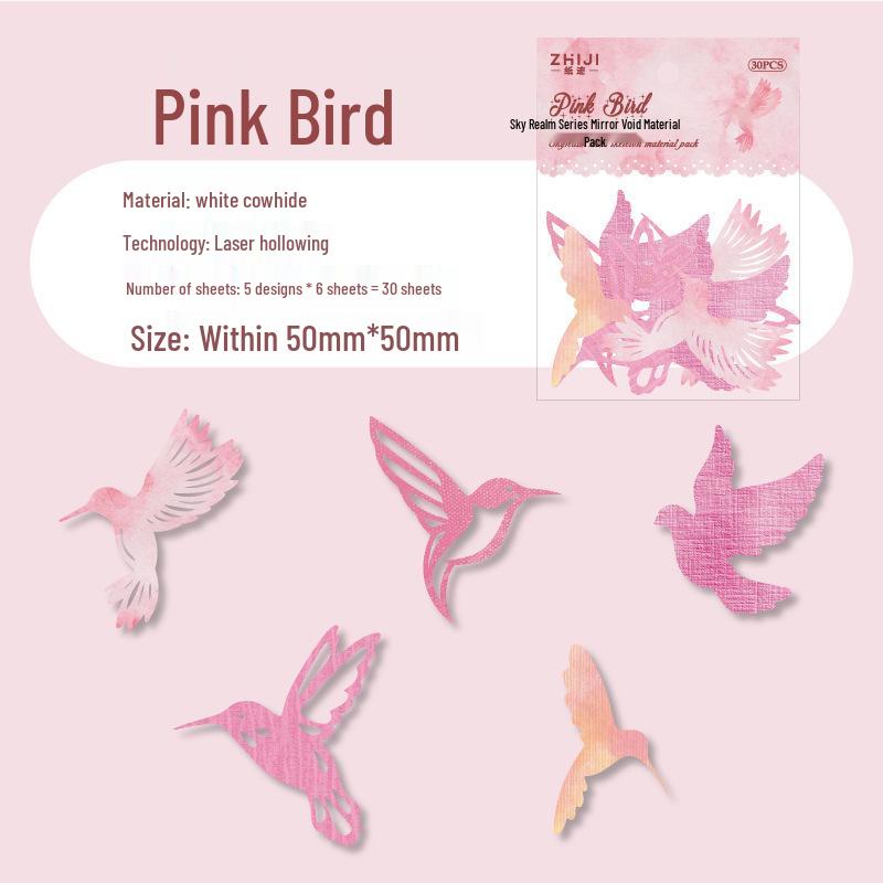 Sky Realm Series: Paper-like White Kraft Paper Journal Material, 30 Sheets, Light Retro Design.