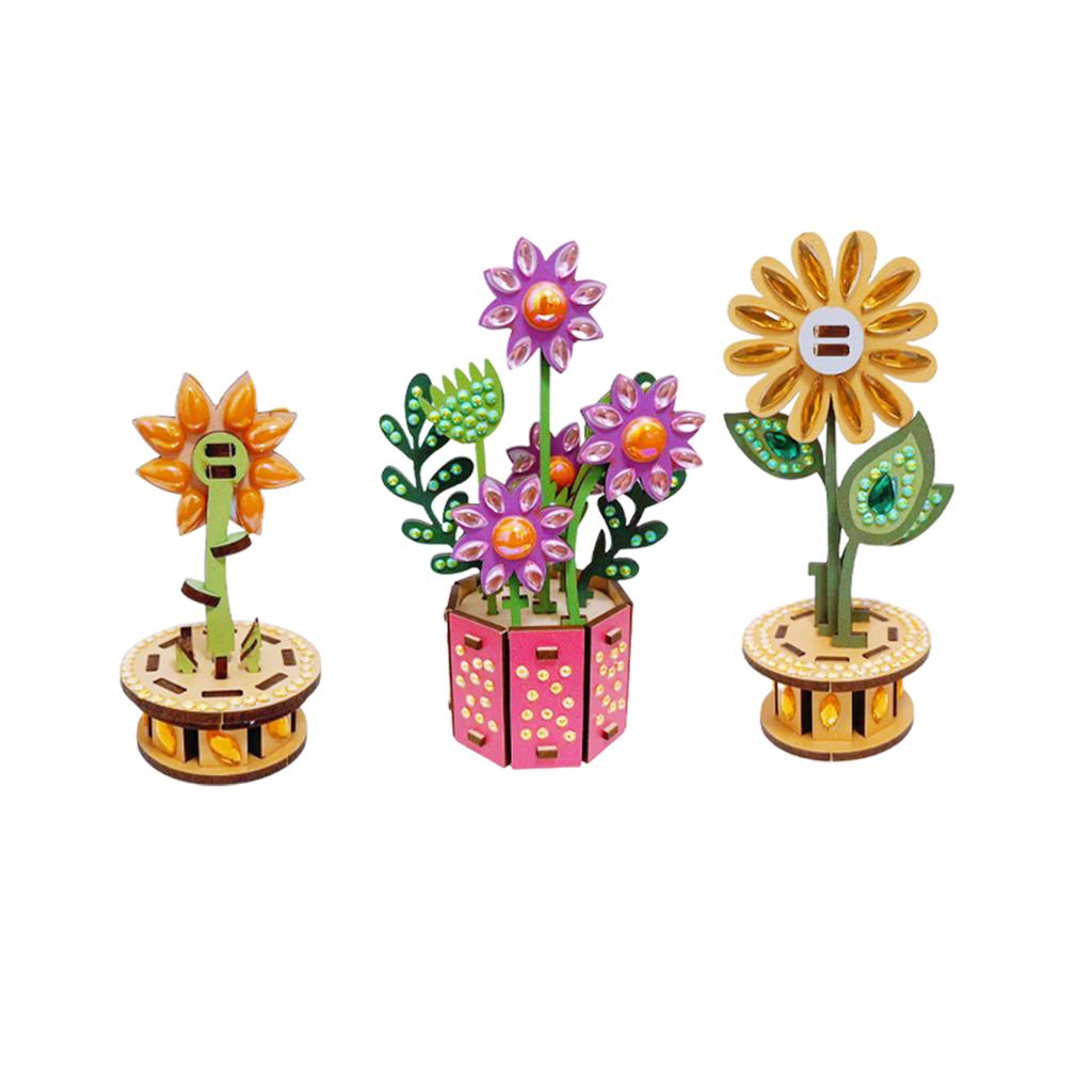 3D Puzzle DIY Wooden Flower Wooden Flowers for Crafts 3D DIY Wood Crafts Flower for Adults & Youngster
