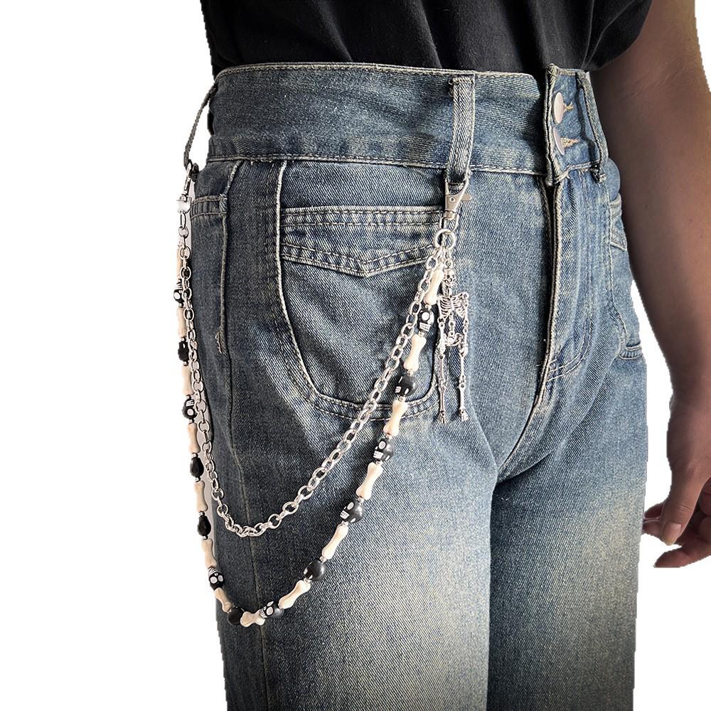 European-American Punk Double Layer Skull Waist Chain - Trendy Unisex Hip Hop Jeans Accessory