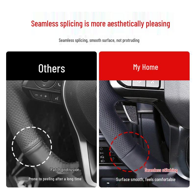 Ford Territory EV Genuine Leather Steering Wheel Cover, Hand-Stitched Grip