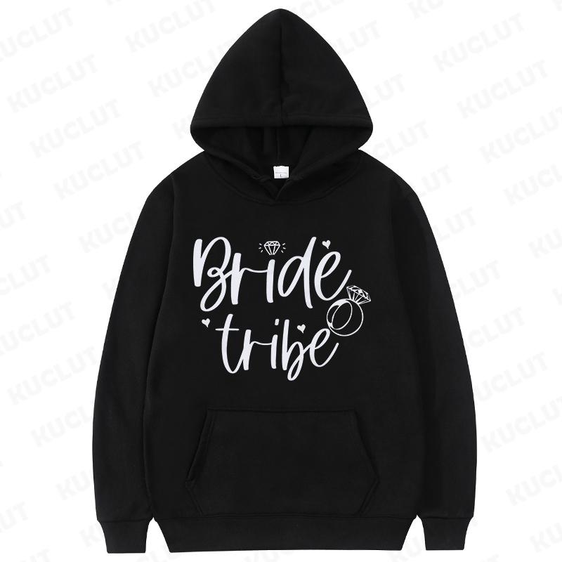 Fashion Team Bride Tribe Hoodies Women Ring Crown Print Soft Pullover Sweatshirts for Wedding Bachelorette Party Outerwears