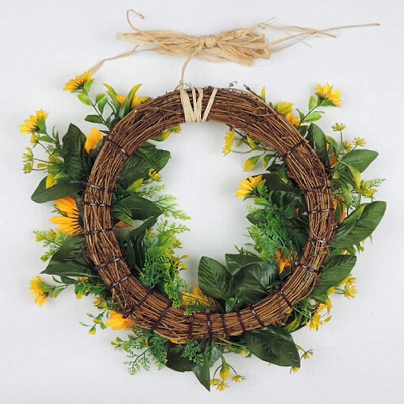 Sunflower Artificial Wreath Spring Summer Wreath for Front Door Farmhouse Home Wall Decor 30cm