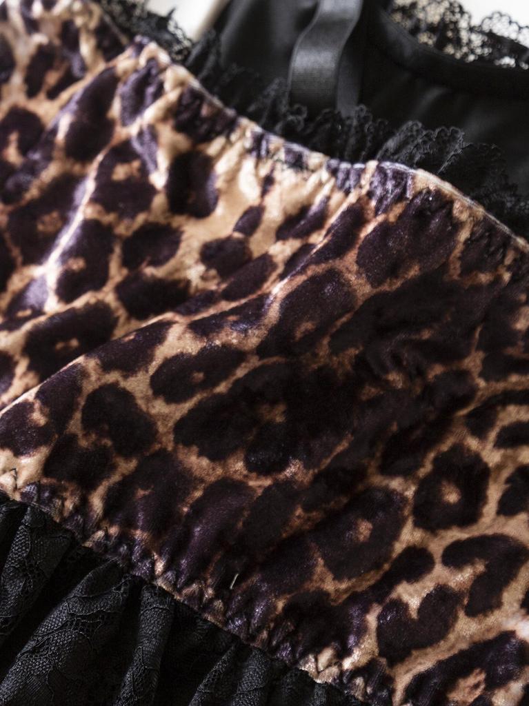 Corsé Mini Camisola Gótico Europeo con Cordones de Leopardo