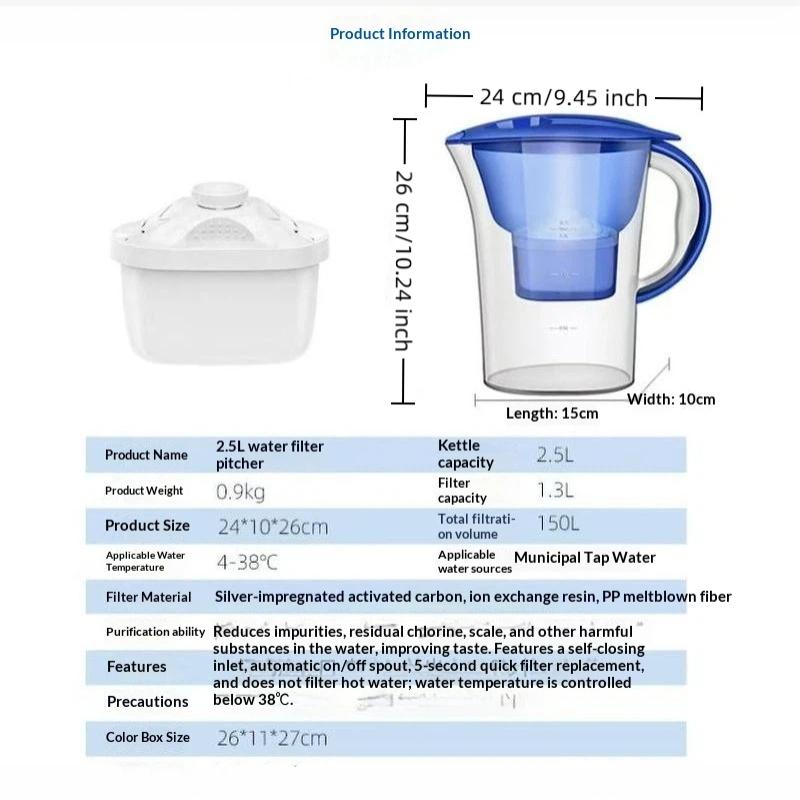 3,5L Große Kapazität Wasserfilter-Kessel Kapazität Wasserfilter Vier-Schichten-Filter Wasserkanne Reiniger Für Büro Haushalt