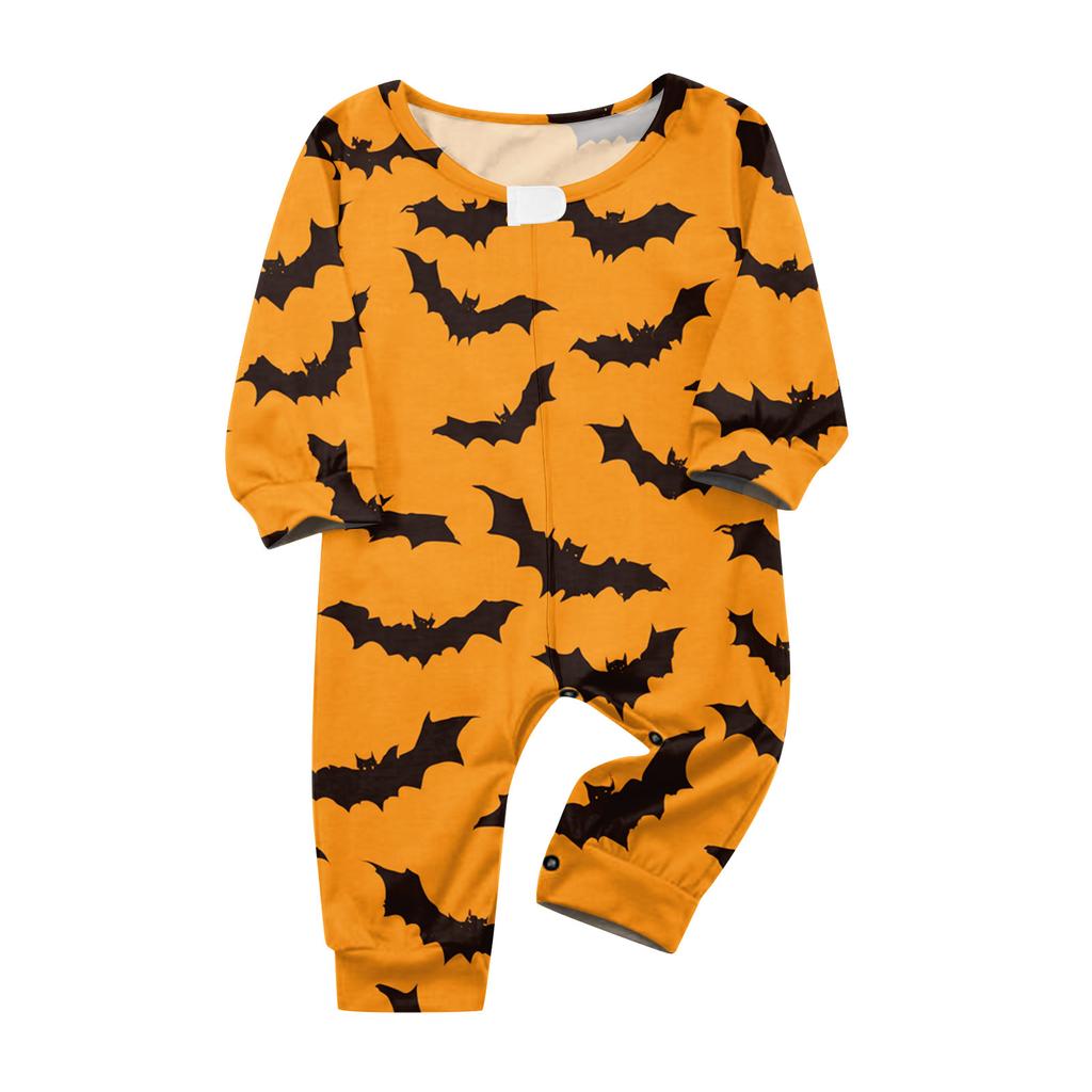 Family Matching Halloween Print Pajama Set with Button Neck for the Whole Family
