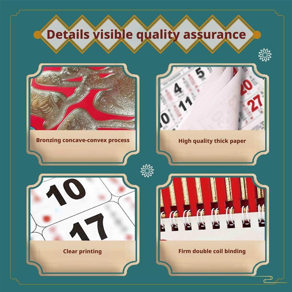 2026 Wall Calendar Chinese New Year Planner Monthly Lunar Year Hanging Office Decor Bright Color Festive Ambiance Traditional