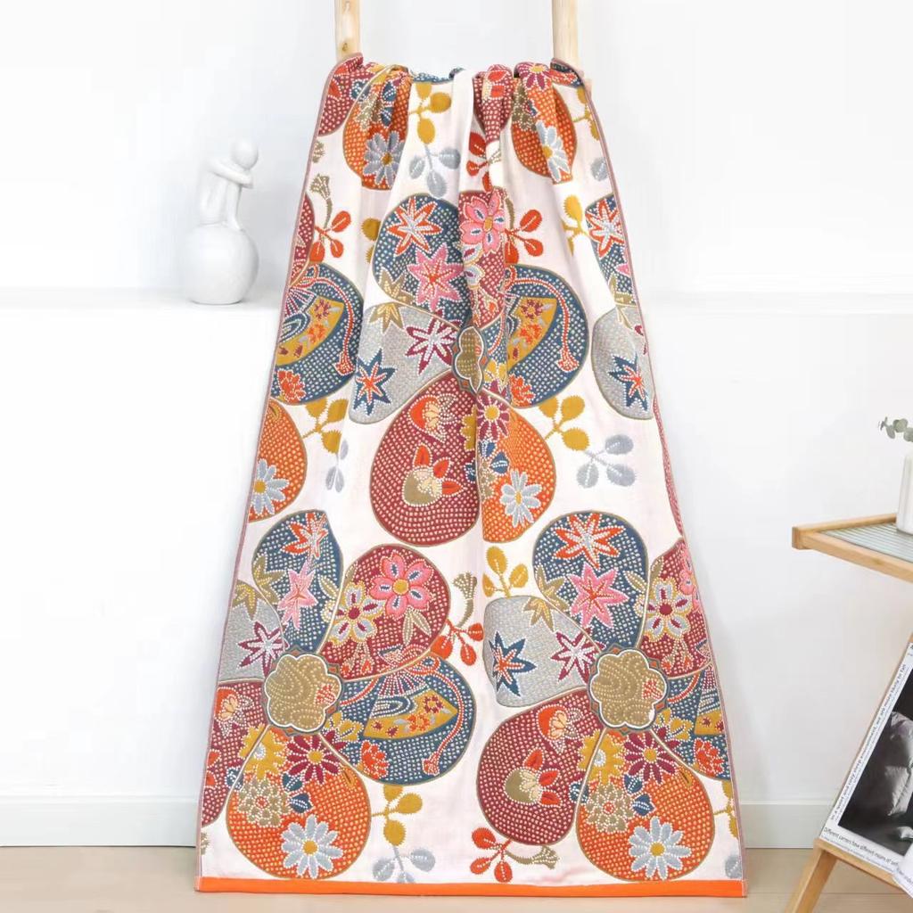 1pc Absorbing Quick Bath Towel for Bathroom Beach, Pure Cotton Yarn Jacquard Bath Towel Soft Large Towel 80x160cm, Various Style Floral Pattern Design