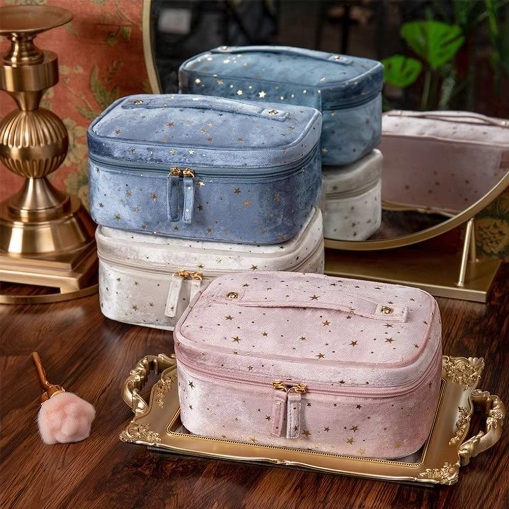 Trendy Star Wash Handbags Multifunctional Velvet Cosmetic Bag Toiletry Case Lipstick Bags Large Capacity Storage Bags