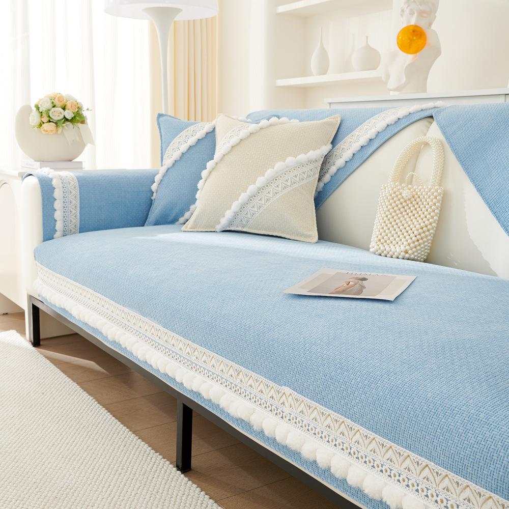 Fresh Cotton and Linen Sofa Cushion Four Seasons Universal Cushion Blanket Non-Slip Sofa Cover Cover Cloth