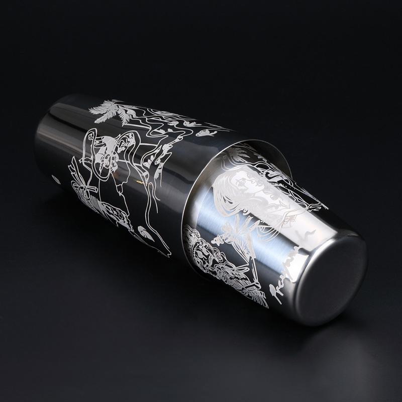 550ml/850ml Gravierter Edelstahl Cocktail Boston Bar Shaker Barwerkzeug Barzubehör