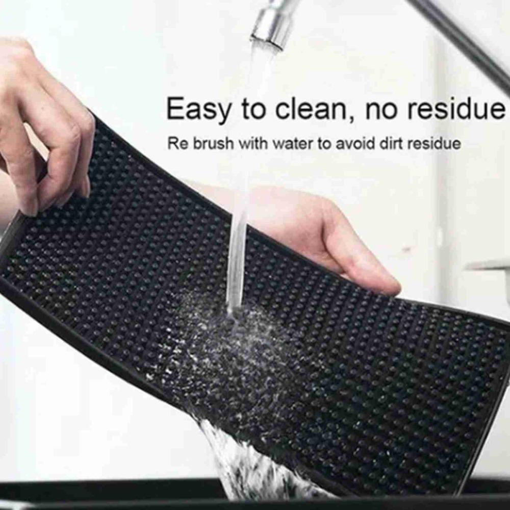 2pcs Heat Resistant Draining Placemat Black Bar Service Mat Heat Insulation Pad Kitchen