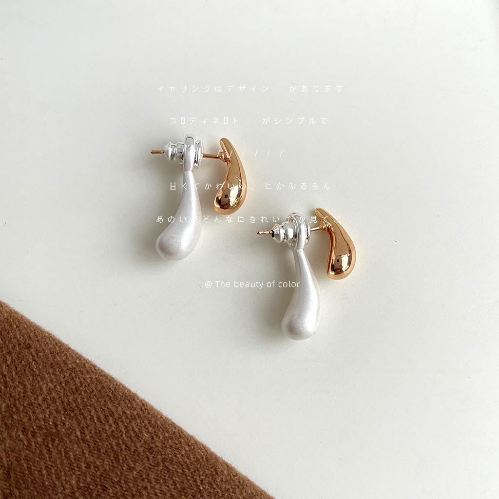 Передняя и задняя износ~ 14K серебро матовая текстура двухцветные серьги модные серьги для commuters