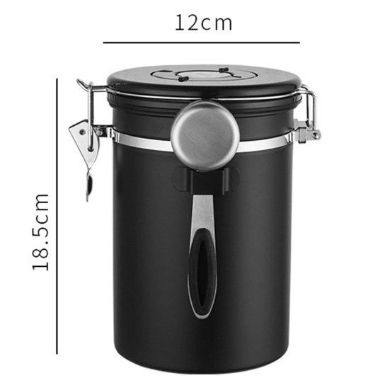 1 Set 1200/1500/1800ml Sealed Jar Large Capacity One Way Co2 Valve Canister Airtight Storage Container with Spoon Kitchen Gadget