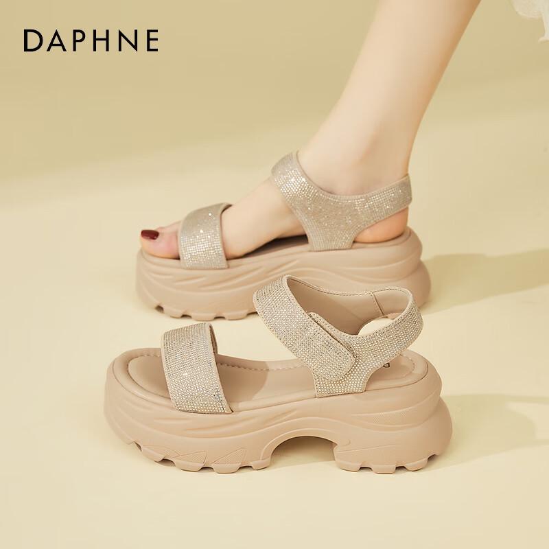 DAPHNE Women s Platform Roman Rhinestone Sandals 38
