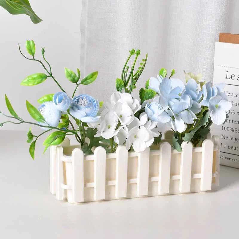 Artificial Fleshy Fence False Flower Decoration | Small Fence Small Flower Arrangement Long Plastic Flower Groove Home Decor