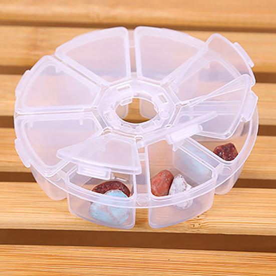 Medicine Box Round Shape Classification Storage 8 Grids Classification Bead Organizer for Traveling