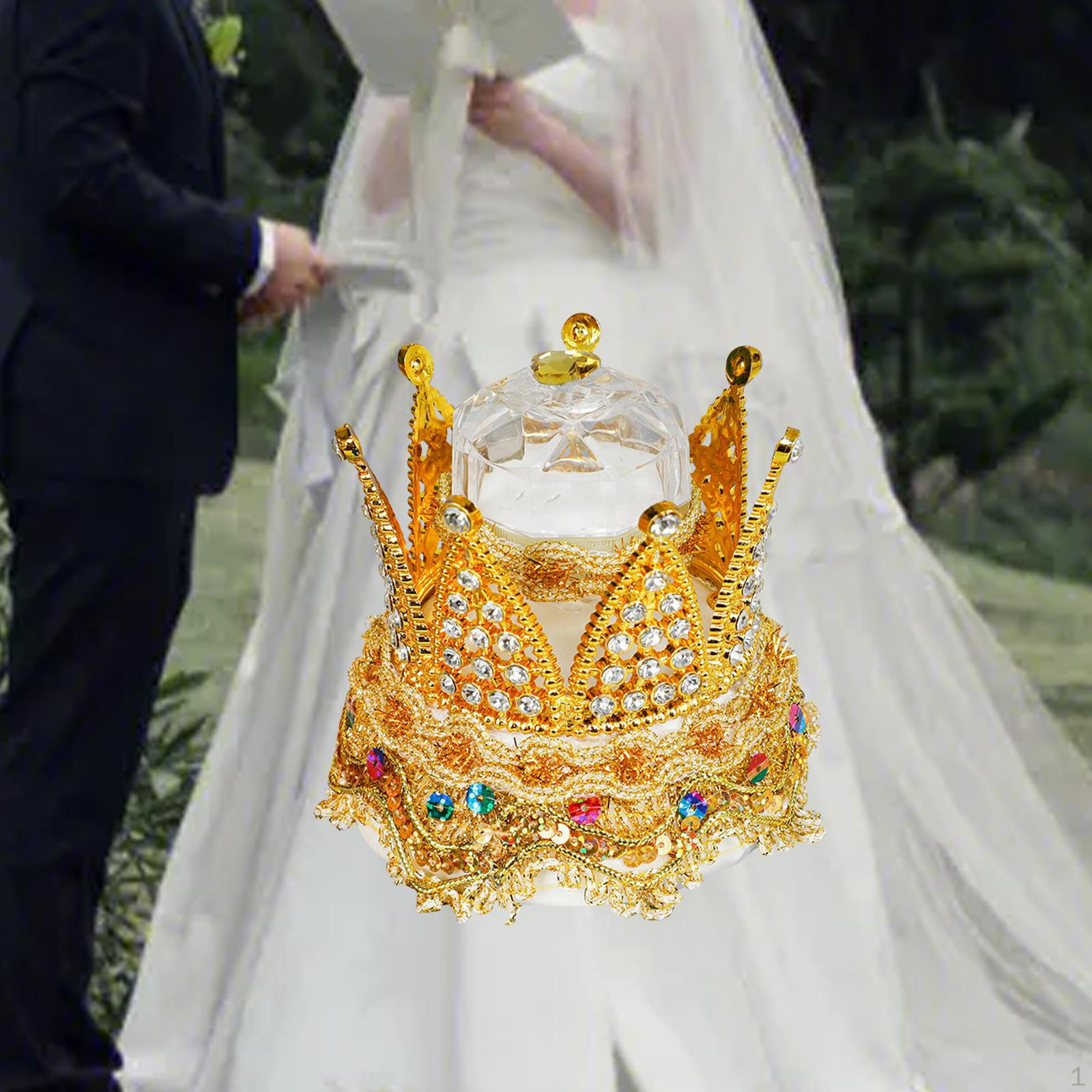 

Шкатулка для ювелирных изделий с короной, коробка для обручальных колец, декоративный мини-органайзер, держатель для колец для Святого Валентина золотой