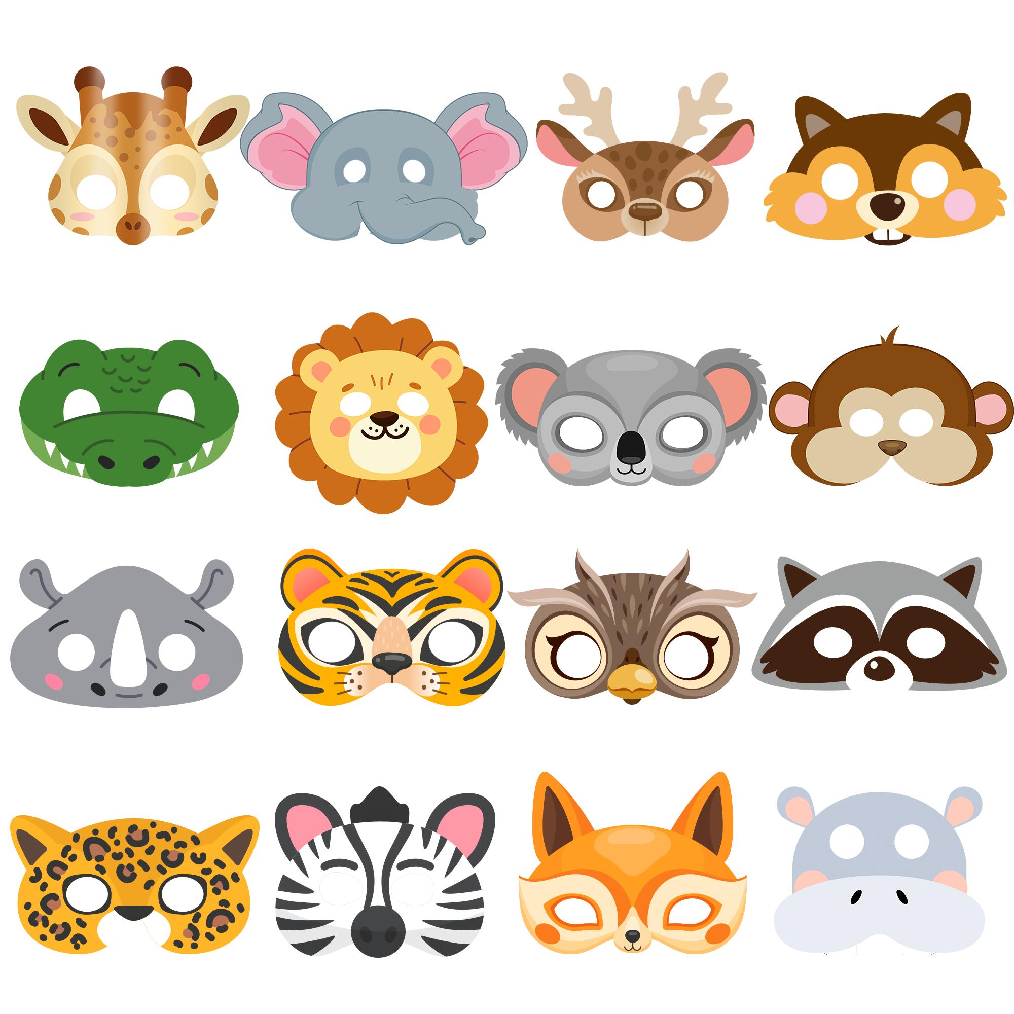 

Jungle Animal Masks, 16 Pcs Animal Party Masks Set Jungle Party Mask Safari Animal Theme Mask, for Jungle Animal Party Decorations Supplies