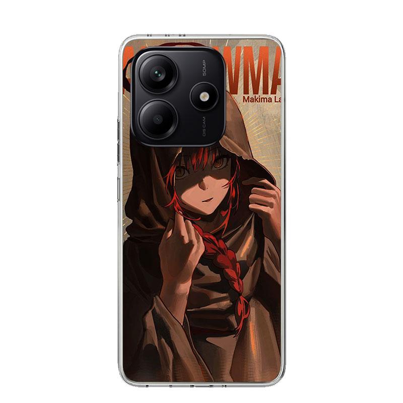 C-Chainsaw Mans Makima Phone Case For Xiaomi Redmi Note 15 14 13 12S 12 Pro Plus 11S 11E 11 11T 10S 10 Art Soft Pattern Cover Re