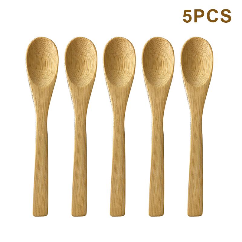 5Pcs Wooden Honey Spoon Ecofriendly Household Tableware Bamboo Kitchen Condiment Scoop Coffee Spoon Dessert Spoon Teaspoon