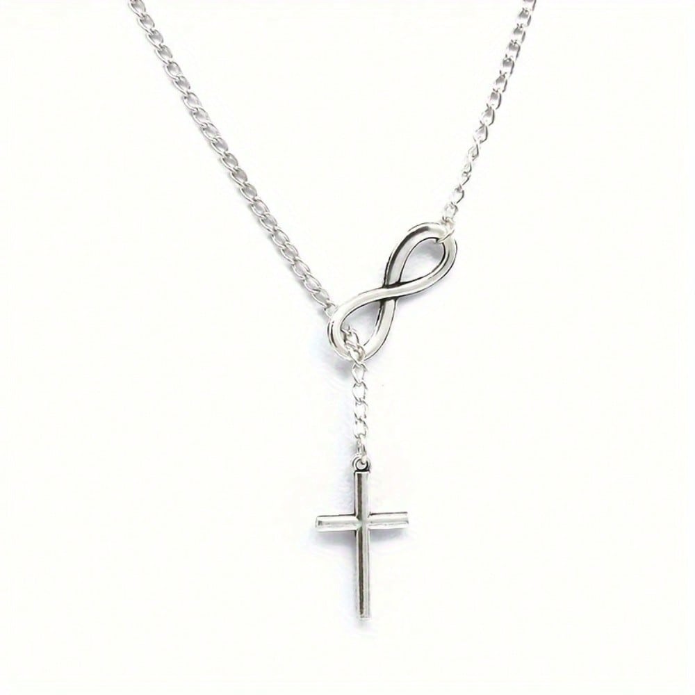 1 Pièce de Collier Croix Nombre Chanceux 8, Collier Court Simple et de Niche, Bijou Polyvalent Pour le Quotidien Décontracté