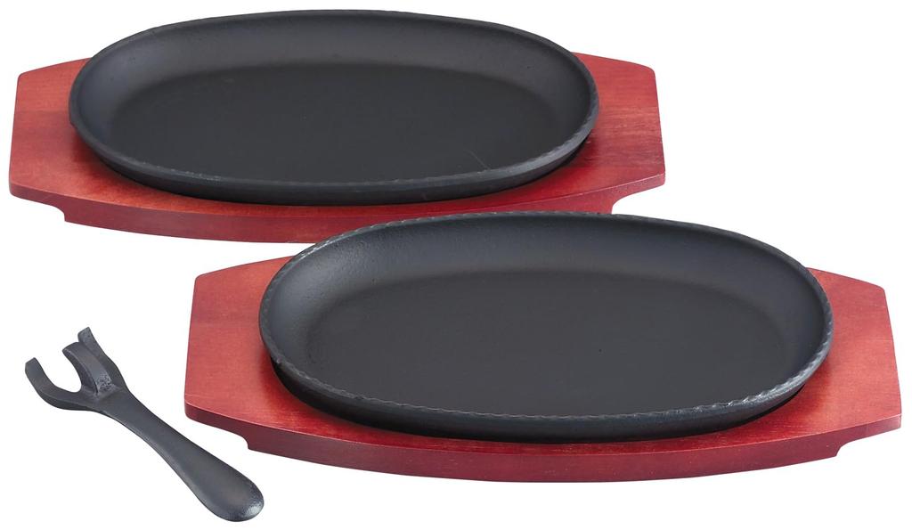 Ikenaga Iron Works Steak Plates, Set of 2, Direct-Fire Iron Plates, 041303