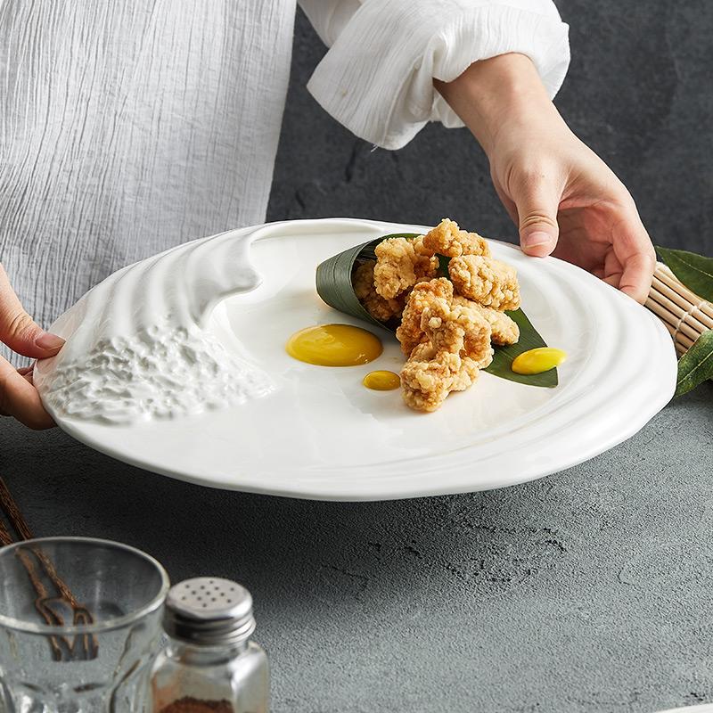 Creativity Hailang Stereoscopic Ceramic Tableware Special-shaped Western Food Flat Plate High-grade Cold Dishes Set In The El