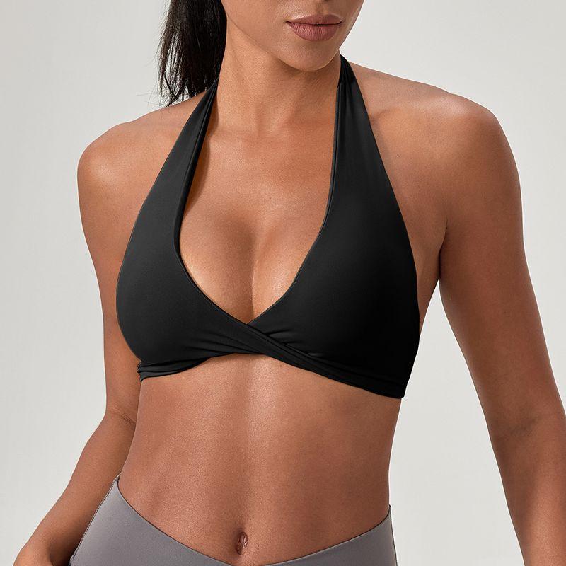 Hanging Neck Sling Sports Vest Women Slim fit With Chest Pad Outdoor Fitness Bra Running Top Yoga Underwear High Elastic
